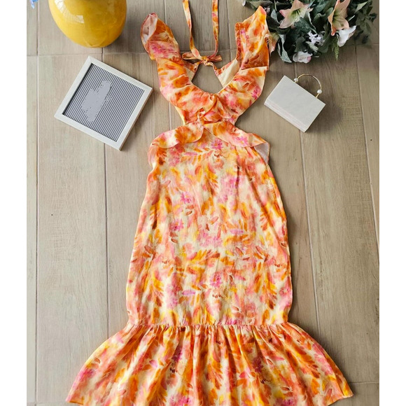 ZARA Blogger Favorite Long Linen Ruffle Maxi Dress NWT - Picture 15 of 16